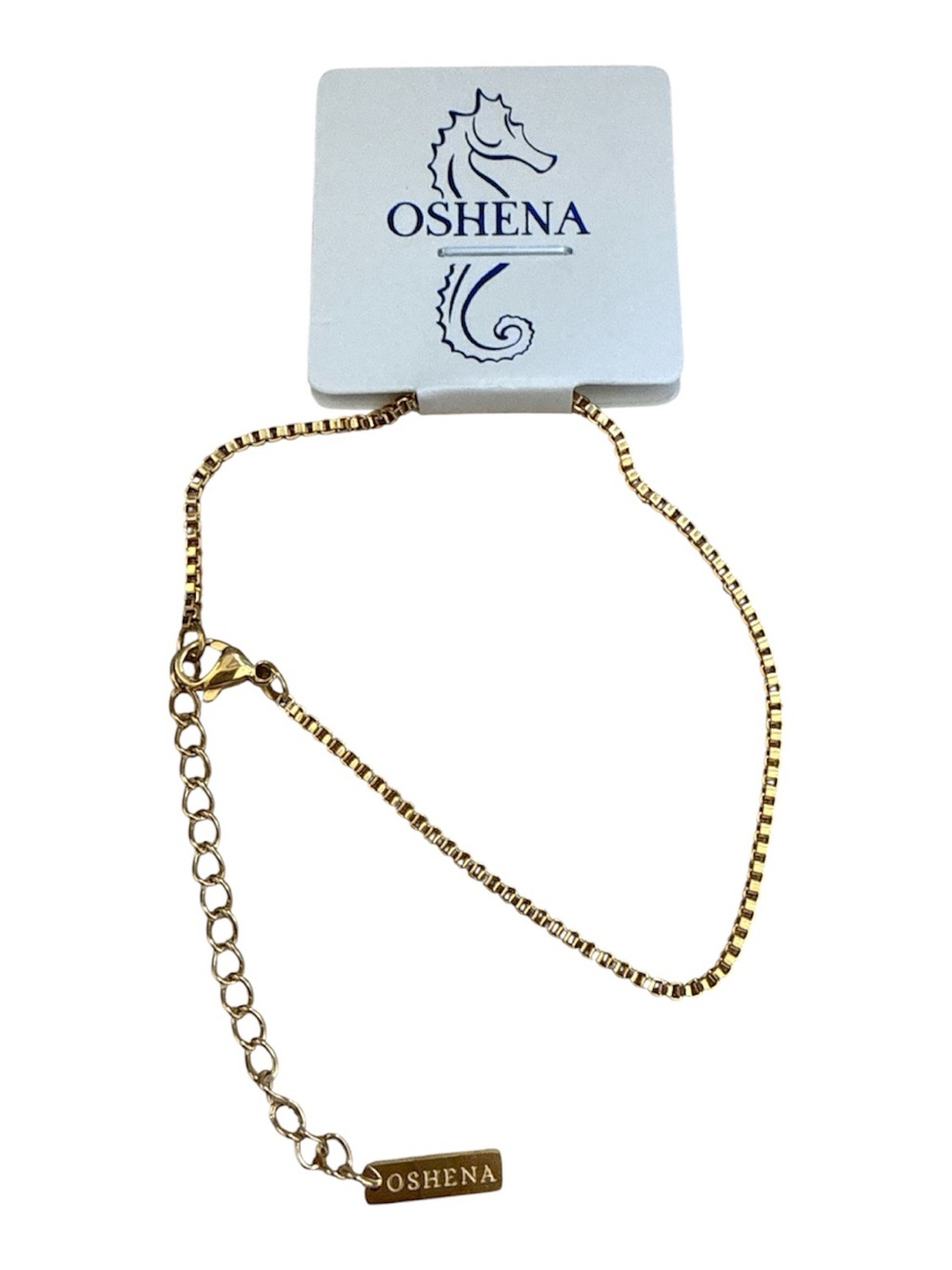 Gold box chain bracelet from the coastal-inspired jewelry non tarnish 7"-9"